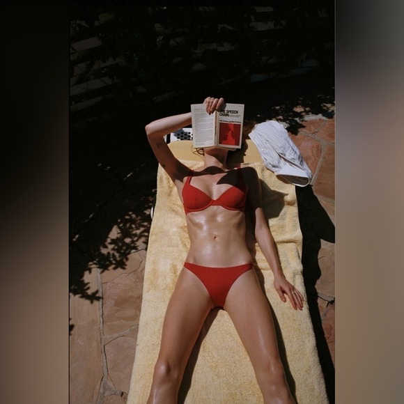 NWT CUUP Swim The Bikini Bottom Sz 1/ XS Lava - Picture 2 of 7